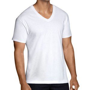 Men's 100% cotton white v-neck T-shirts